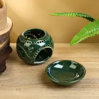 Аромалампа "Магнолия" керамика, цв. зелёный, 10х10х9 см