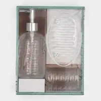 Набор для ванной "Перелив", 3 предмета (дозатор для мыла, стакан, мыльница)