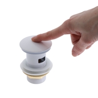 Донный клапан ZEIN engr, большая кнопка, без перелива, нержавеющая сталь, белый