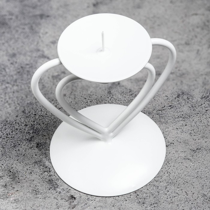 Подсвечник "Гламур" металл на 1 свечу, 9х10,2 см, белый