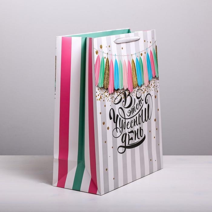 Пакет подарочный ламинированный, упаковка, &laquo;В этот чудесный день&raquo;, XL 49 х 40 х 19 см