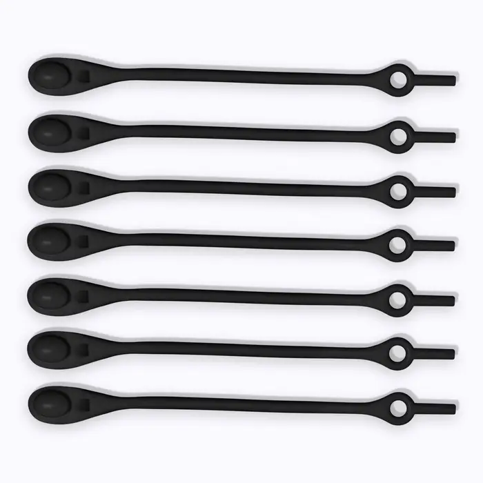 Набор шнурков для обуви, 6 шт., силиконовые, полукруглые, на застёжке, 4 мм, 11 см, чёрный