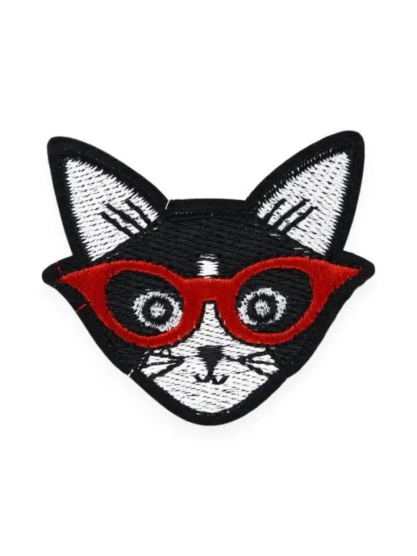 Термоаппликация &laquo;Кот в очках&raquo;, 6&times;6 см, чёрная