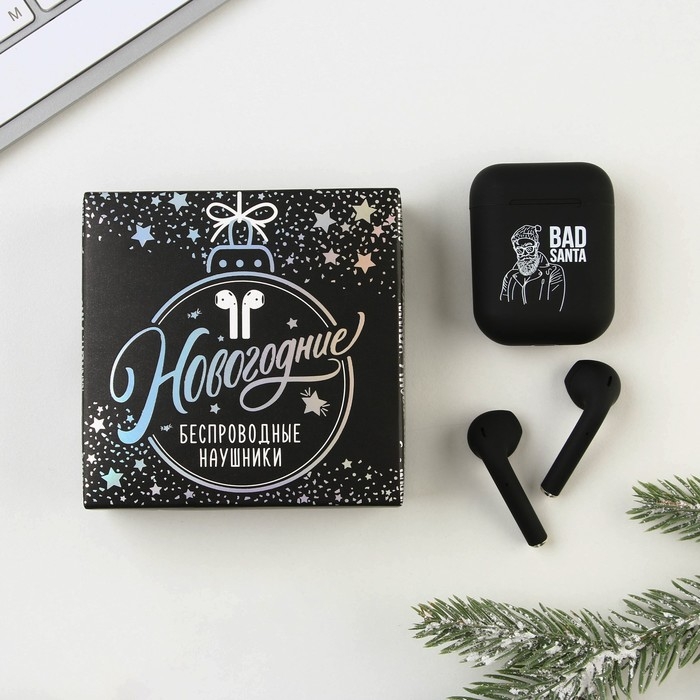 Беспроводные наушники новогодние &laquo;Bad santa&raquo;, на Новый год, модель LV-144, 5,5 х 4,2 см