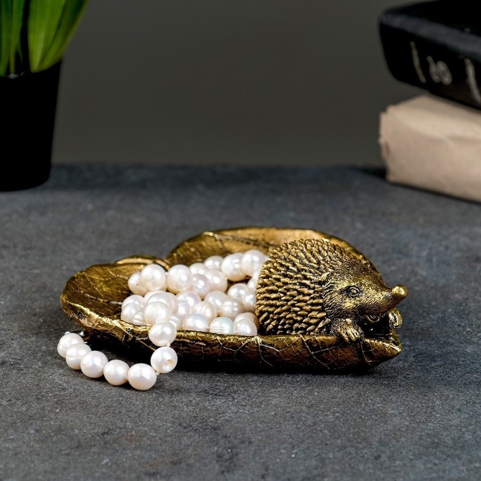 Конфетница Конфетница "Ежик на листочке" золото, 9x10x10см