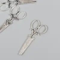 Декор металл для творчества "Ажурные ножницы" серебро (А9361) 6х2,5 см