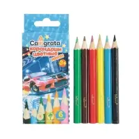Карандаши цветные 6 цветов Calligrata МИНИ &laquo;Машинка&raquo;, деревянные, шестигранные