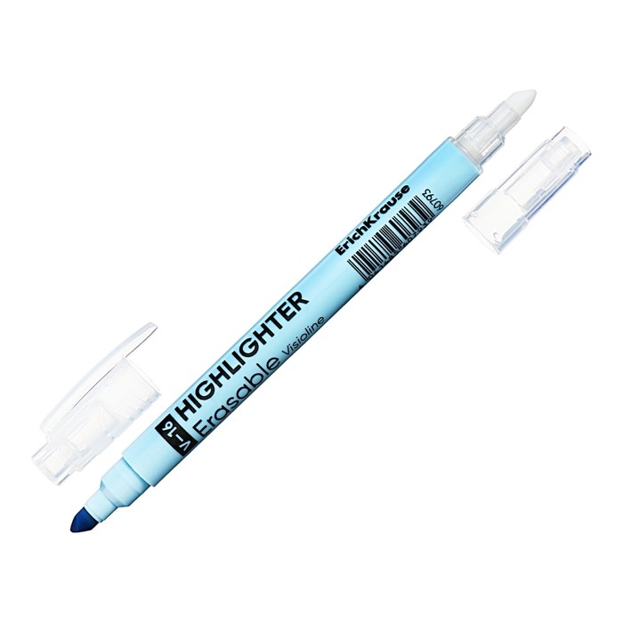 Двухсторонний маркер текстовыделитель 4 мм, ErichKrause Visioline V-16 Erasable Pastel, голубой