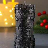 Свеча столбик "С Новым годом" 55*105 мм темно-синяя