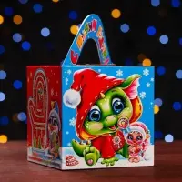 Подарочная новогодняя коробка &laquo;Изумрудная парочка&raquo; , кубик большой 12&times;12&times;12 см