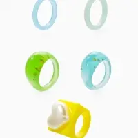 Набор колец 5 шт "Стиль лёгкий" сердце, размер МИКС (17-19), цветные