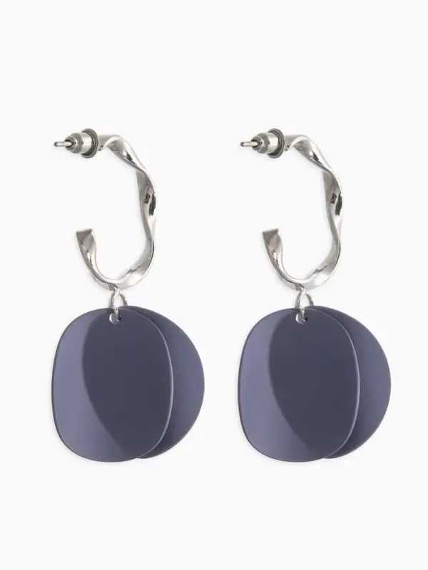 Серьги "Лепесточки на кольце", цвет серый в серебре