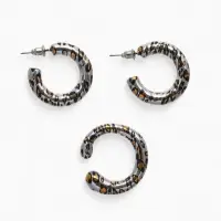 Набор серьги и каффы "Леопард", цвет серебро