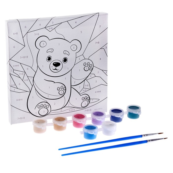 Картина по номерам для детей &laquo;Белый мишка&raquo;,&lrm; 15 х 15 см