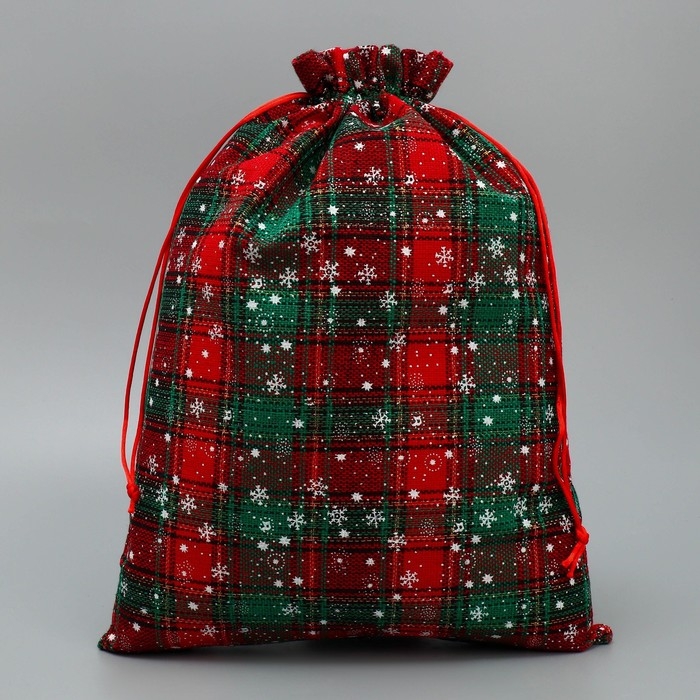Мешочек подарочный холща &laquo;Мороз и солнце&raquo;, снежинки, 30 х 40 см +/- 1.5 см, Новый год