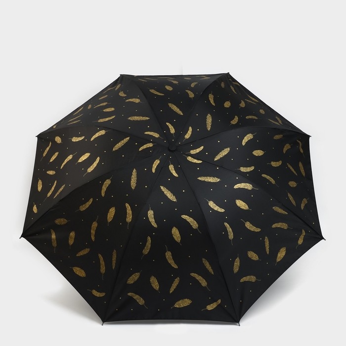 Зонт женский механический &laquo;Золотые перья&raquo;, 8 спиц, d=95, цвет чёрный