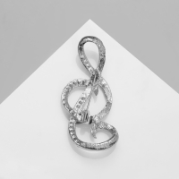 Брошь &laquo;Скрипичный ключ&raquo; цвет белый в серебре