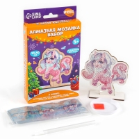 Алмазная мозаика для детей на деревянной фигурке &laquo;Единорожка&raquo;, 10 х 10 см, новогодний набор для творчества