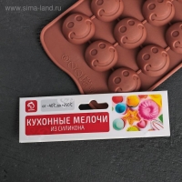 Форма для конфет и шоколада Доляна &laquo;Шарик смайл&raquo;, силикон, 20&times;10 см, 15 ячеек, цвет коричневый
