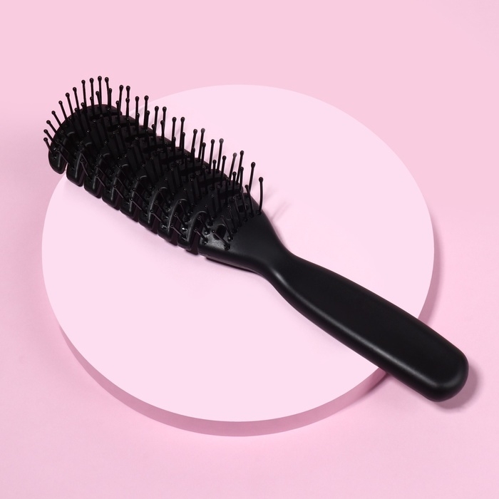 Расчёска массажная, вентилируемая, 4,5 &times; 21 см, цвет чёрный