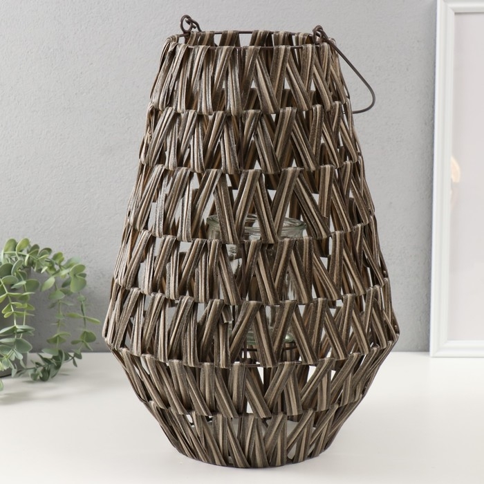 Подсвечник пластик на 1 свечу "Зигзаг" серый 16х29х42 см