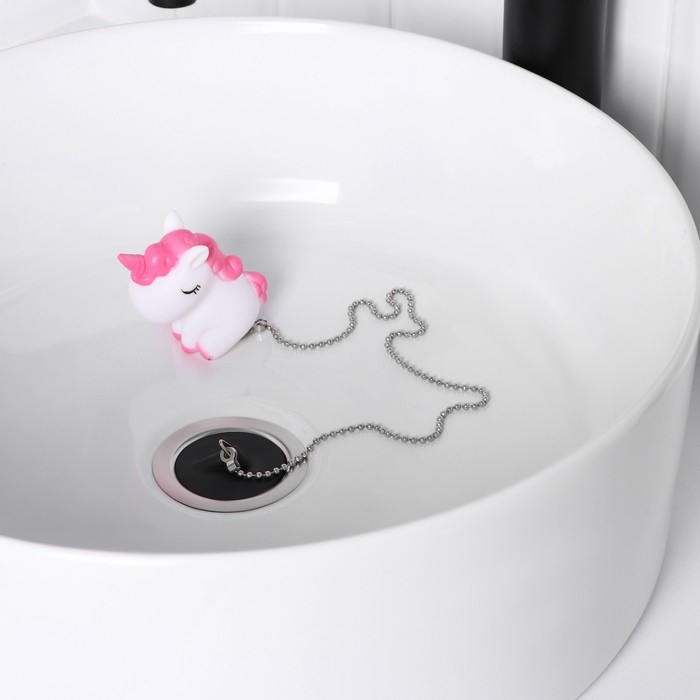 Пробка для ванны с игрушкой &laquo;Единорог&raquo;, диаметр: верх 5,1 см, низ 4,6 см, цвет белый