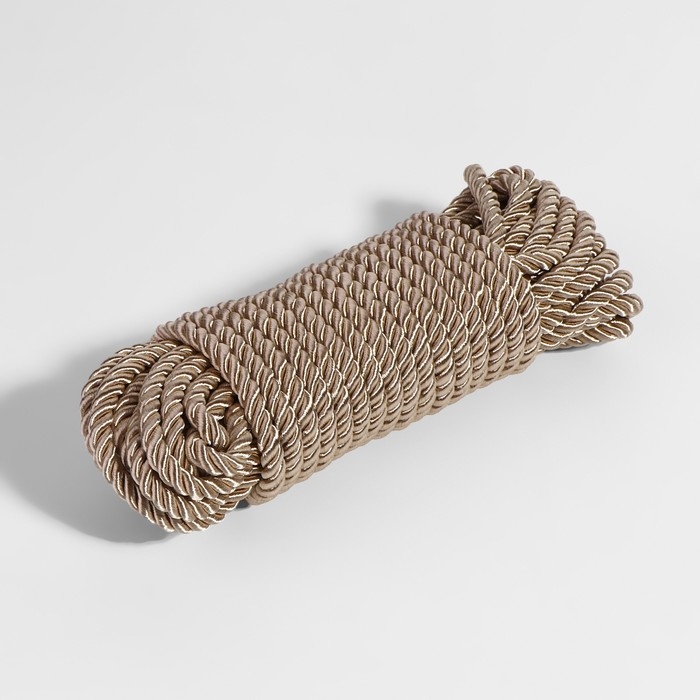 Шнур витой, d = 5 мм, 9 &plusmn; 1 м, цвет светло-серый