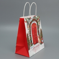 Пакет подарочный новогодний крафтовый &laquo;Добро пожаловать&raquo;, 22 х 25 х 12 см, Новый год