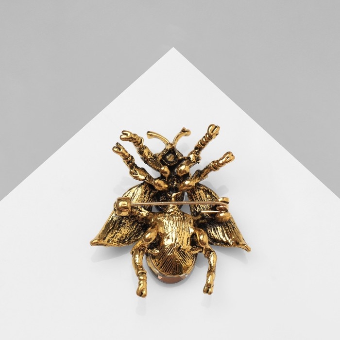 Брошь &laquo;Муха&raquo; крупная, цвет тёмно-синий в чернёном золоте