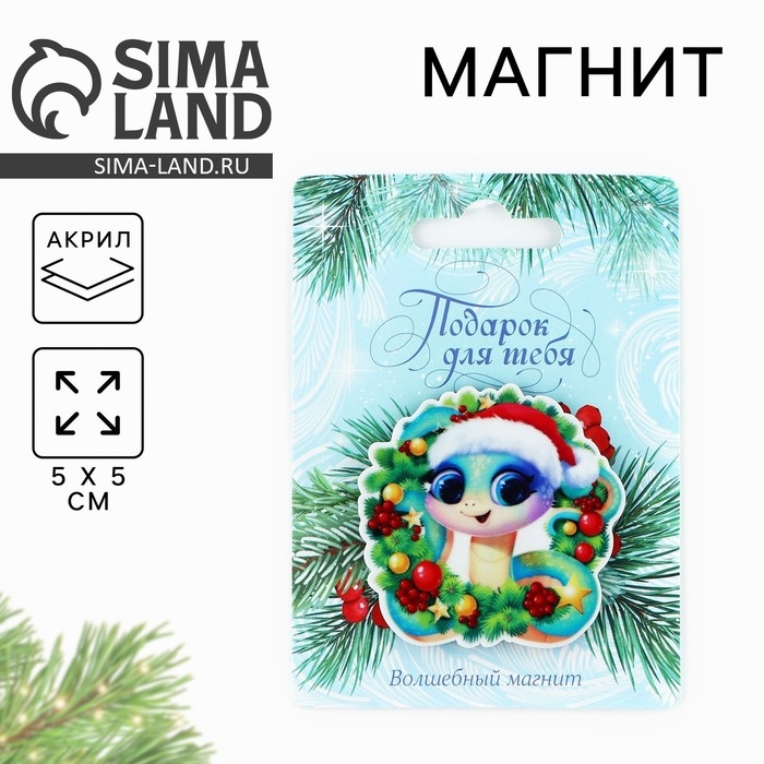 Магнит акриловый новогодний &laquo;Новый год: Подарок для тебя&raquo;, на Новый год, 5 см