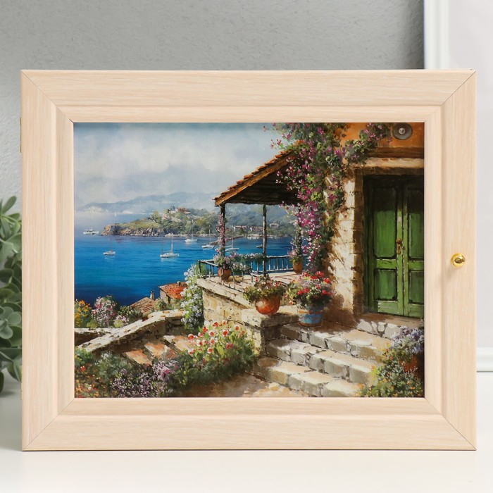 Ключница "Дом у моря" молочный дуб 26х31 см МИКС