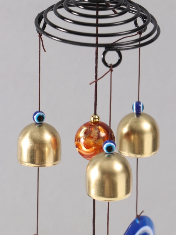 Музыка ветра металл от сглаза "Ганеша в круге" 3 колокольчика h=56см