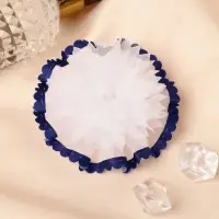 Резинка для волос бант"Синий кантик" пышный, 6,5 см, сине-белый