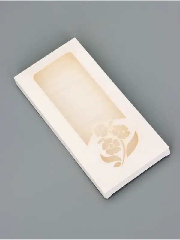 Подарочная коробка под плитку шоколада, с вырубным окном, &laquo;Цветочки&raquo;, 17.1&times;8&times;1.4 см