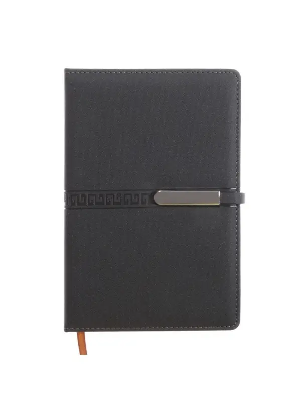 Ежедневник недатированный формат А5, с хлястиком, 112л, линия, пвх, Узор Черный