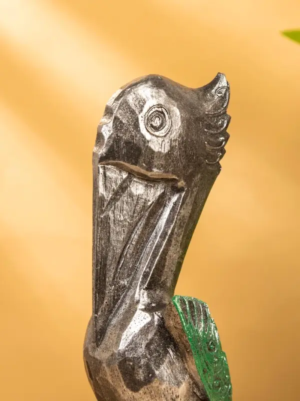 Сувенир интерьерный "Пеликан" 10х10х33 см, дерево, цв. серебро