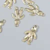 Металлический элемент, декоративная подвеска &laquo;Арт Узор. Мальчик с сердечком&raquo;, стразы, золото, 1.5&times;2.2 см