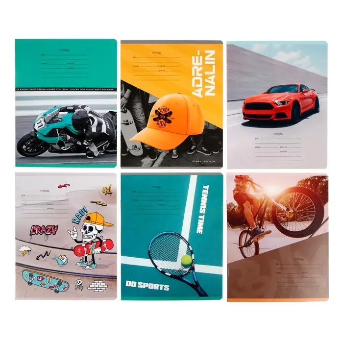 Тетрадь 24 листа в клетку "Мальчики", обложка мелованный картон, блок офсет, МИКС