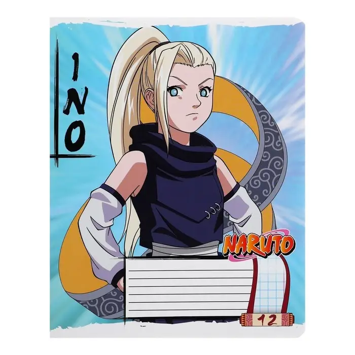 Тетрадь 12 листов в клетку, Naruto, обложка мелованный картон, МИКС