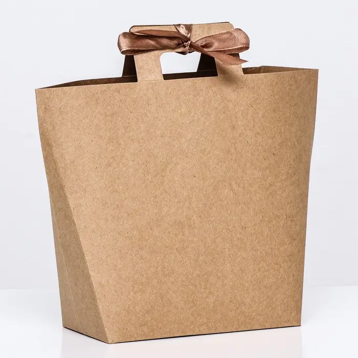 Коробка - пакет, крафт, 15&times;15&times;8 см