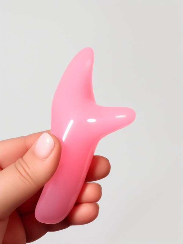 Массажер д/лица смола Гуаша Бумеранг 12*6*3,5см розовый пакет QF