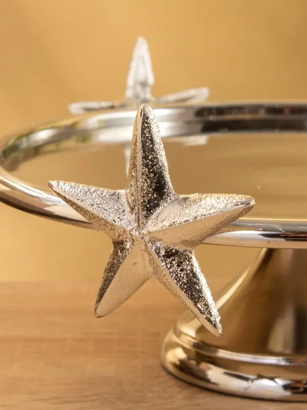 Тортовница со стеклянной крышкой "Звёзды" алюминий 21х21х23 см