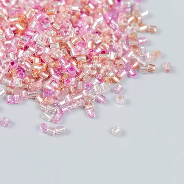 Бисер стекло 12/0 "Цилиндр. Розовый меланж" 10 гр
