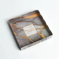 Коробка для печенья, кондитерская упаковка с PVC крышкой, &laquo;Мрамор&raquo;, 15 х 15 х 3 см