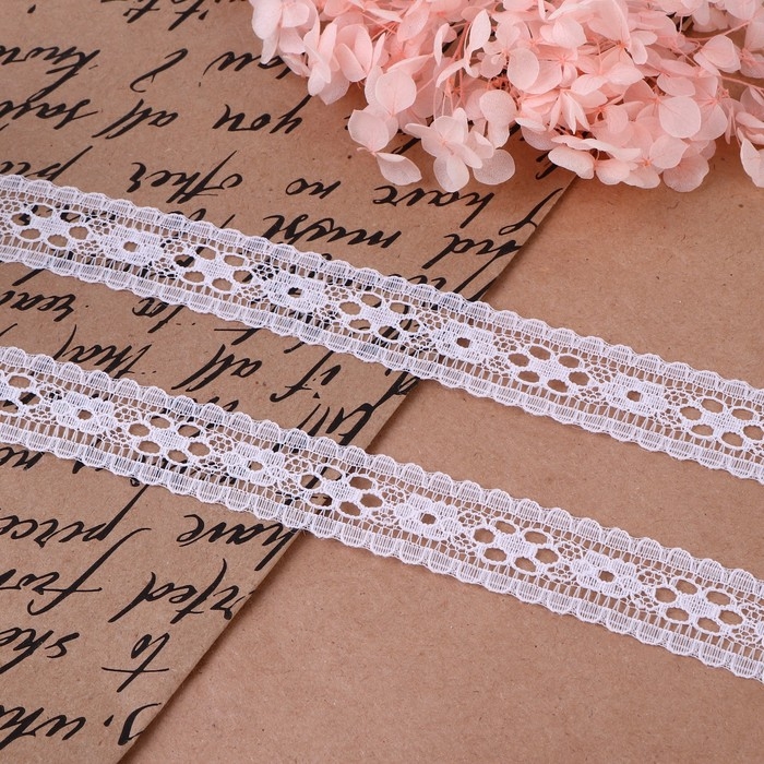 Кружево капроновое, 22 мм &times; 10 &plusmn; 1 м, цвет белый