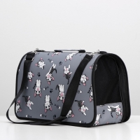 Сумка-переноска каркасная "Играющие котики", размер L, 53 х 21 х 29 см, серая