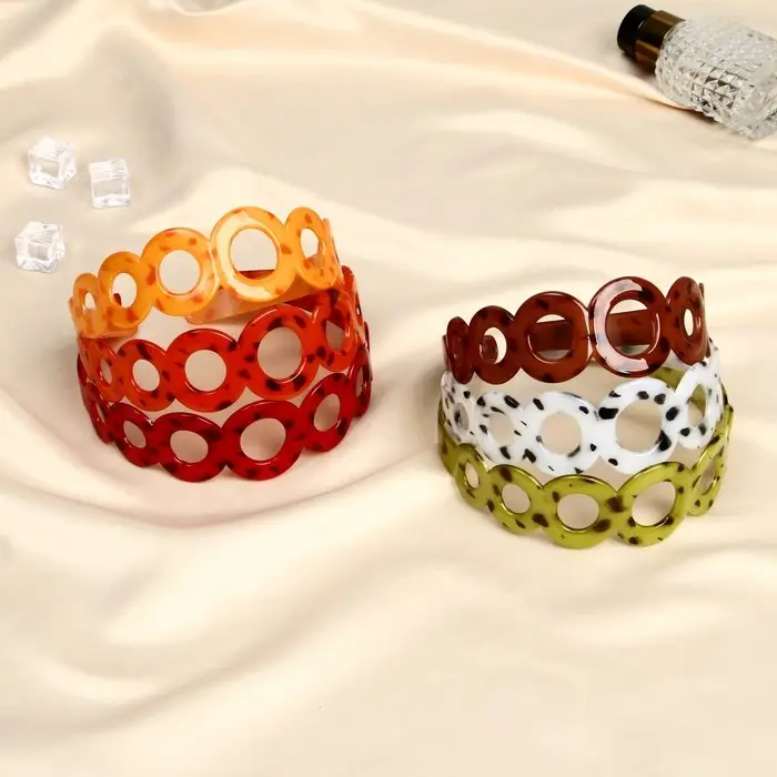 Ободок для волос &laquo;Янтарный свет&raquo;, кольца, 4 см, МИКС