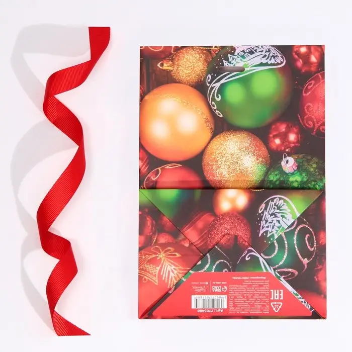 Пакет подарочный с лентой &laquo;С Новым годом&raquo;, 13 х 19 х 9 см