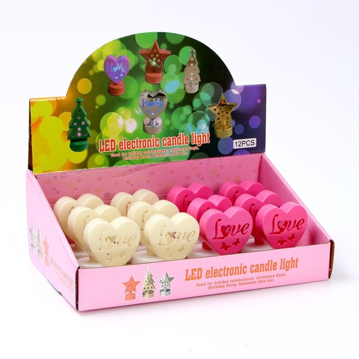 Свеча светодиодная &laquo;Сердечки&raquo;, цвета МИКС