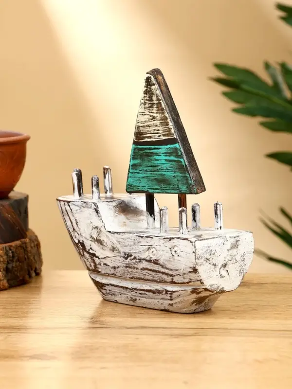 Сувенир "Кораблик" дерево 16х6х17 см, цв. коричнево-зелёный